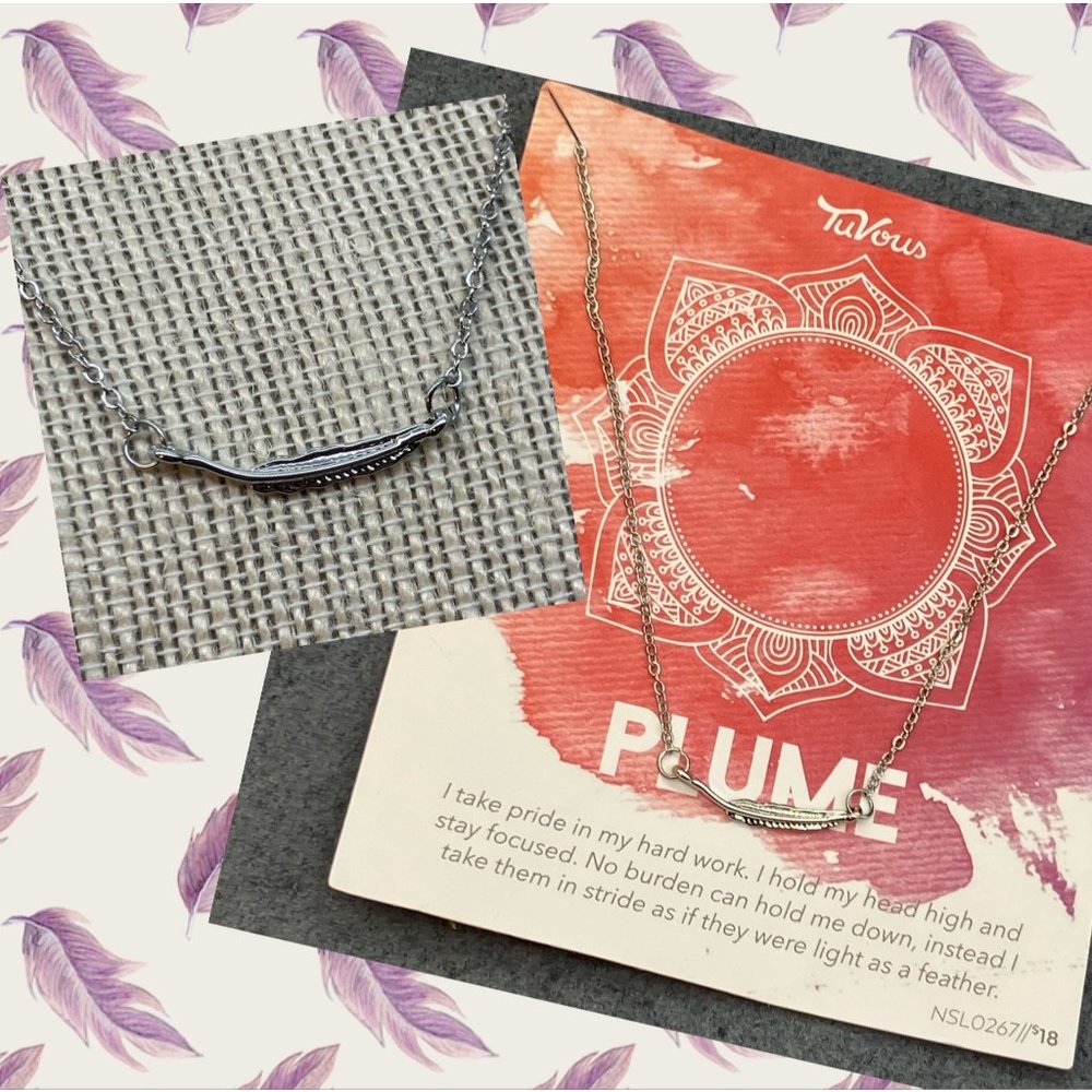 Tuvous Plume Feather Necklace Silver Chain Hippie Retro Boho Pride Soft Girl